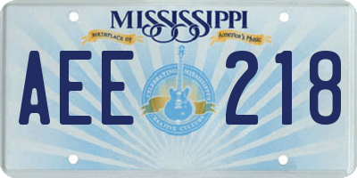 MS license plate AEE218