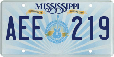 MS license plate AEE219