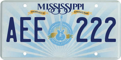 MS license plate AEE222