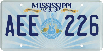 MS license plate AEE226