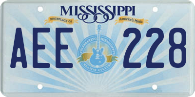 MS license plate AEE228