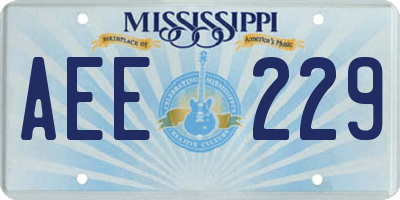 MS license plate AEE229