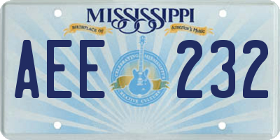 MS license plate AEE232