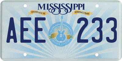 MS license plate AEE233