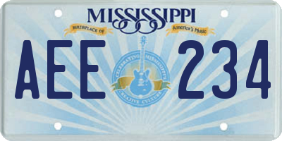MS license plate AEE234