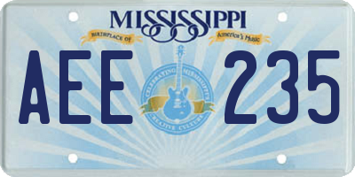MS license plate AEE235