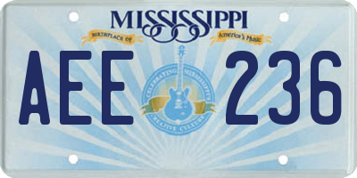 MS license plate AEE236