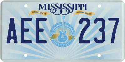 MS license plate AEE237