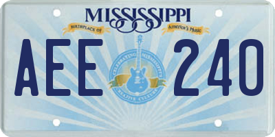 MS license plate AEE240