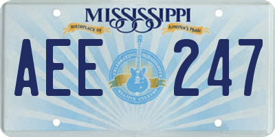 MS license plate AEE247