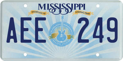 MS license plate AEE249