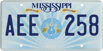 MS license plate AEE258