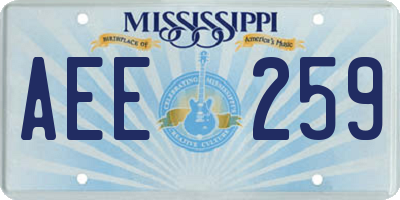 MS license plate AEE259