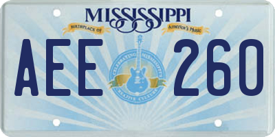 MS license plate AEE260
