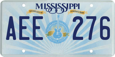 MS license plate AEE276