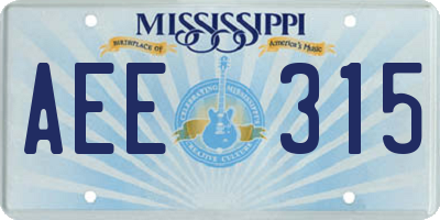 MS license plate AEE315