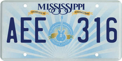 MS license plate AEE316