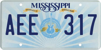 MS license plate AEE317