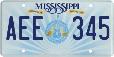 MS license plate AEE345