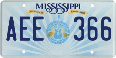 MS license plate AEE366