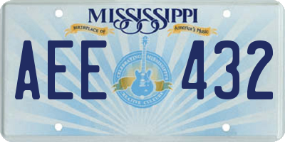 MS license plate AEE432