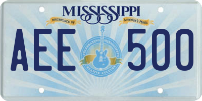 MS license plate AEE500