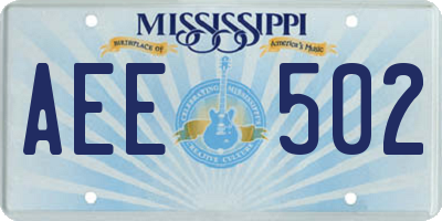 MS license plate AEE502