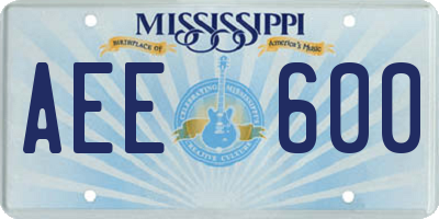 MS license plate AEE600