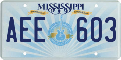 MS license plate AEE603