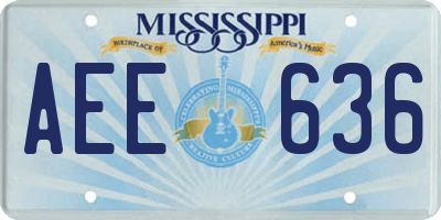 MS license plate AEE636