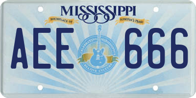 MS license plate AEE666