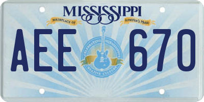 MS license plate AEE670