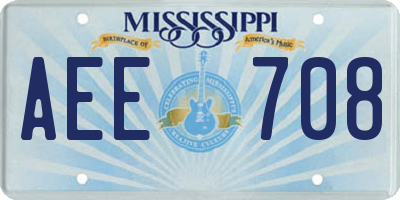 MS license plate AEE708