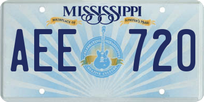 MS license plate AEE720