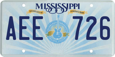MS license plate AEE726