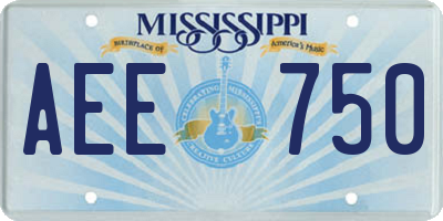 MS license plate AEE750