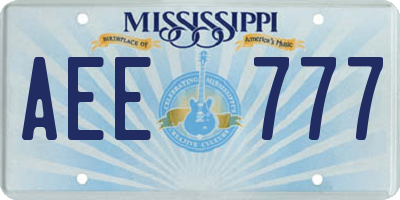 MS license plate AEE777