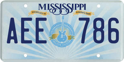 MS license plate AEE786