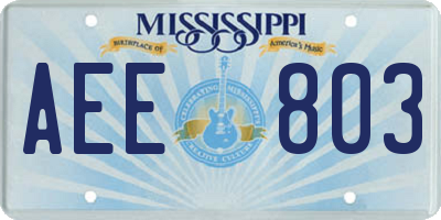 MS license plate AEE803