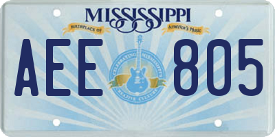 MS license plate AEE805