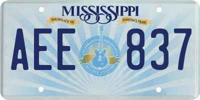 MS license plate AEE837