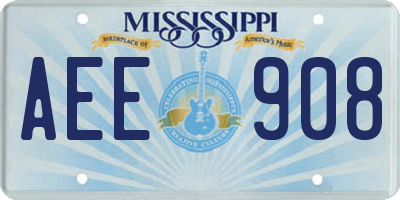 MS license plate AEE908