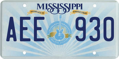 MS license plate AEE930