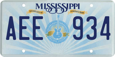 MS license plate AEE934
