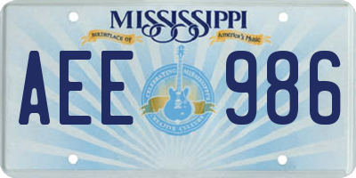 MS license plate AEE986