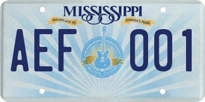 MS license plate AEF001