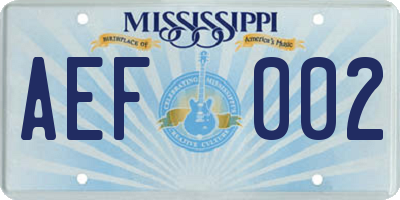 MS license plate AEF002
