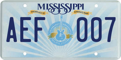MS license plate AEF007