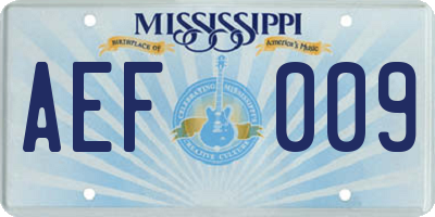 MS license plate AEF009