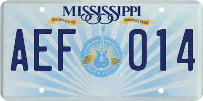MS license plate AEF014